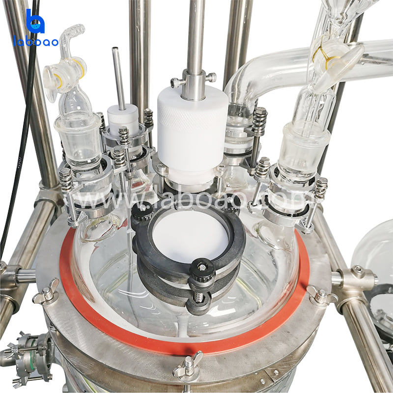 10-100L Reator de vidro encamisado de três camadas